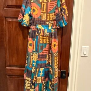 THML Multicolor Abstract Long Sleeve Dress